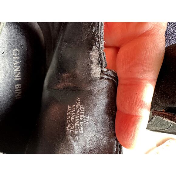 Gianni Bini Ankle Boots Suede 7M Leather Block Heel Ankle Boots Coquette Chic - Picture 9 of 9